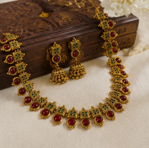 Meera Antique Geometric Kemp Choker Set